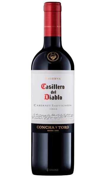 Casillero del Diablo Cabernet Sauvignon, um vinho tinto chileno premium elaborado com uvas Cabernet Sauvignon selecionadas.