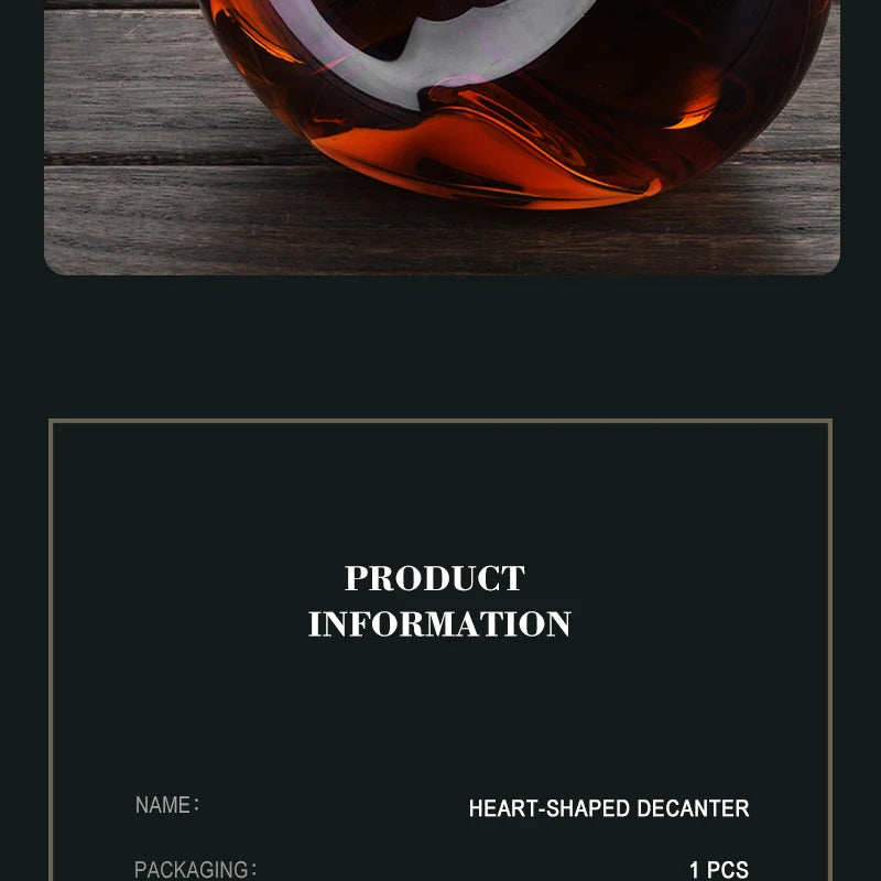 Vinho Decanter Crystal Love Shape, Design Exclusivo Wine Gift Accessories