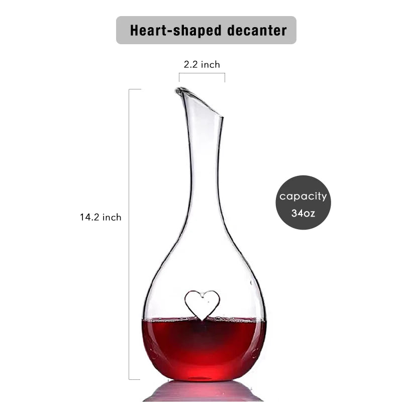 Vinho Decanter Crystal Love Shape, Design Exclusivo Wine Gift Accessories