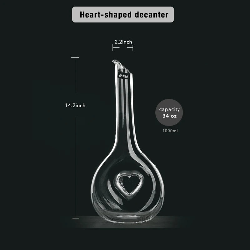 Vinho Decanter Crystal Love Shape, Design Exclusivo Wine Gift Accessories